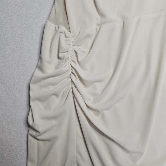 Halston Heritage Sleeve Dress With Sheer Contrast and Side Leg Slit Size 14 New - Picture 11 of 16